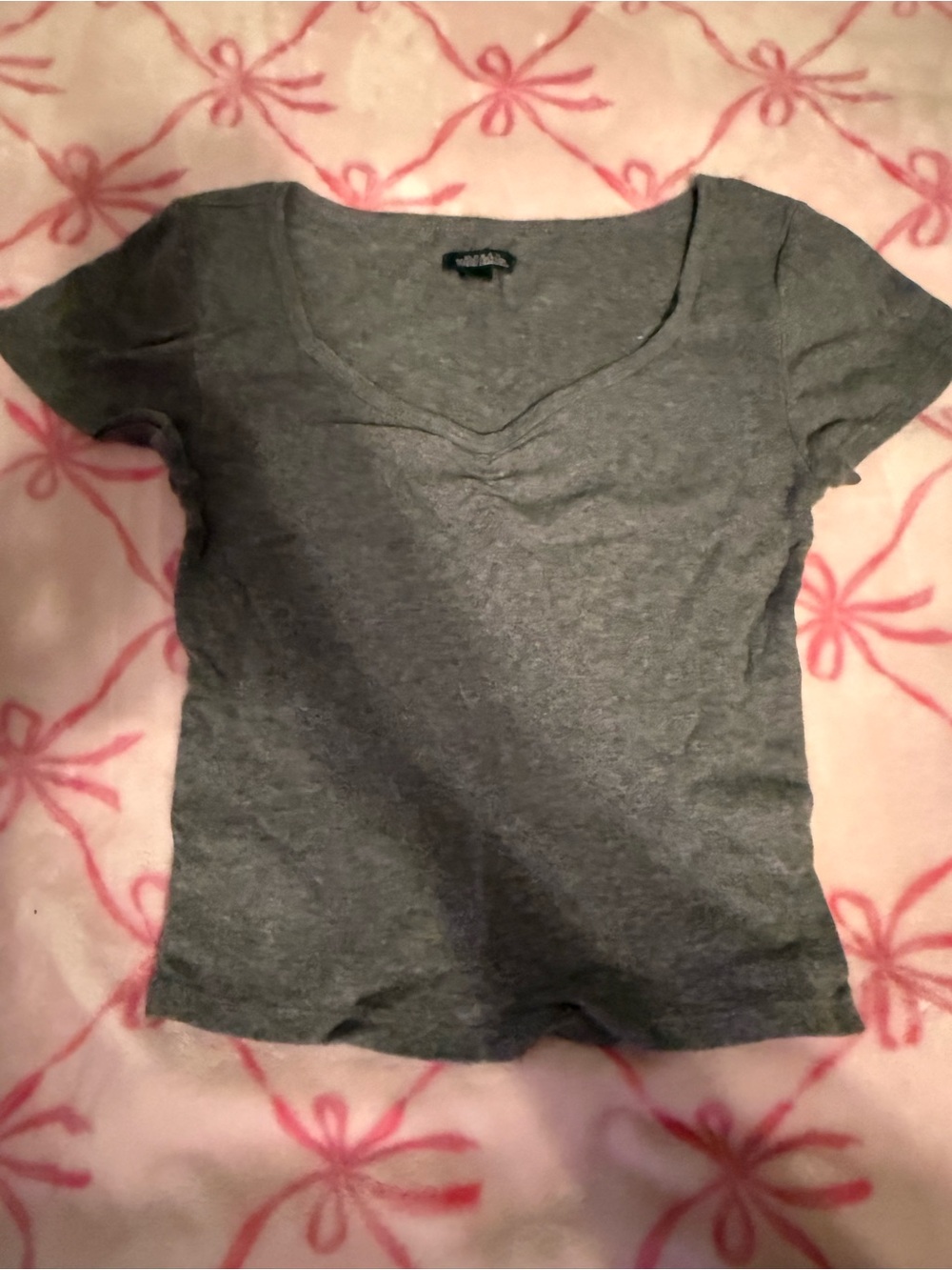 wild fable Gray V-Neck Short Sleeve Tee